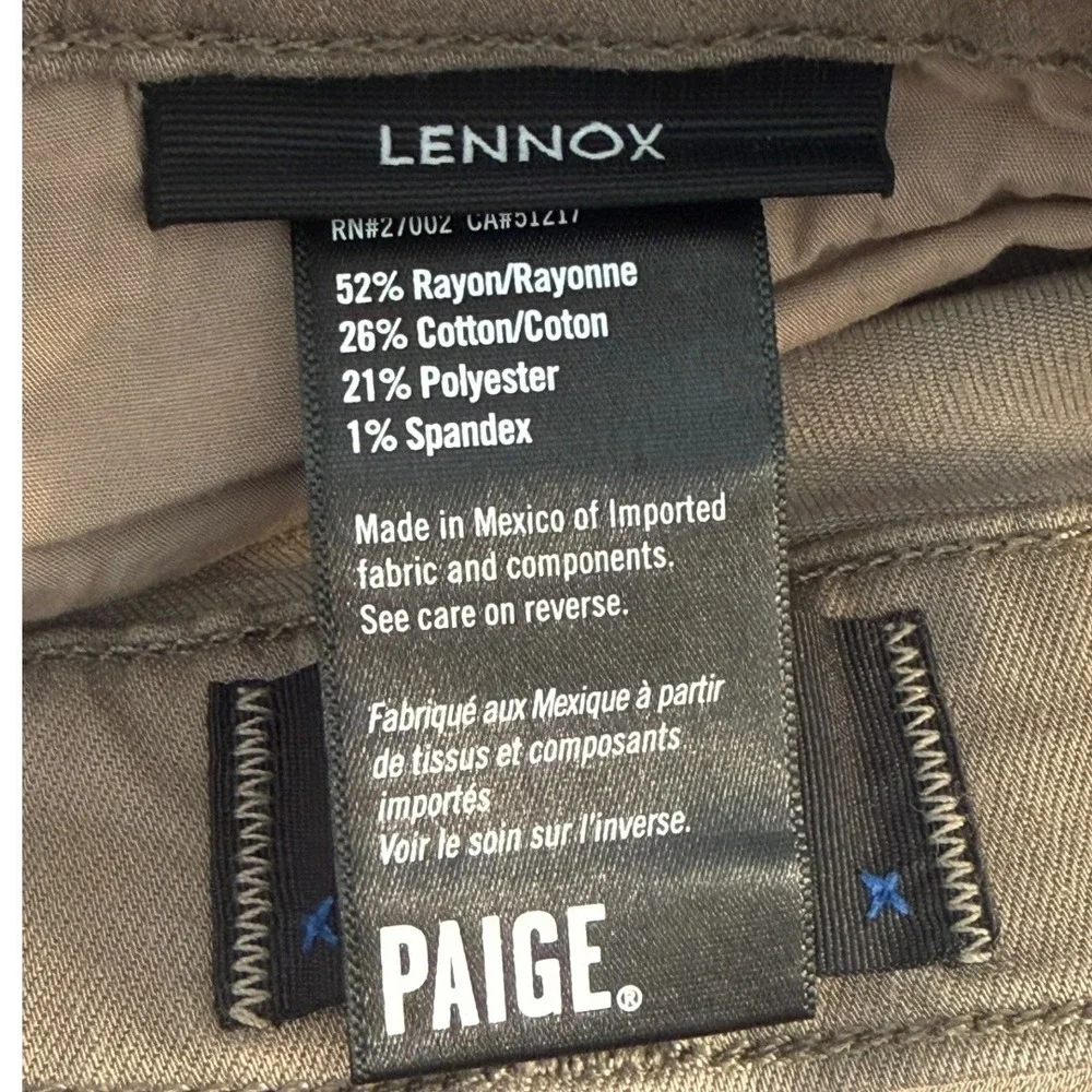 Paige Lennox Slim‎ Fit Pants Mens 31 Khaki Sand Tan W7489 DNM799 Rayon Blend